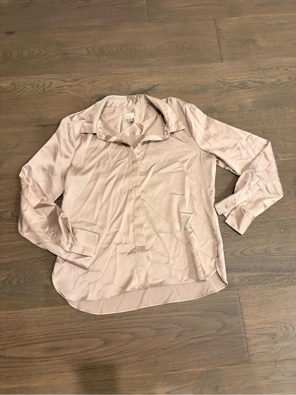 a new day Satin Button-Down Blouse